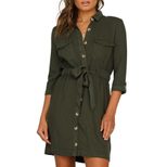 Womens Shirt Dress Autumn Style Three Quarter Sleeve Slim Fit with Pockets fast shipping