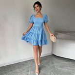 Elegant Summer A Line Dress Sweet and Fresh Style Square Neck Backless Design High Waist Perfect