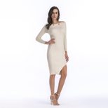 Knit Bodycon Dress Off Shoulder Neckline Circle Hem Side Slit Spring Fashion for Women Wholesale