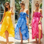 Womens Summer Dress Off Shoulder Floral Print Mid Length Casual Wear for Parties or Outings OEM