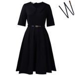 Elegant Solid Color African Dress Womens Fashion Five Quarter Sleeve Suitable for Casual or Form