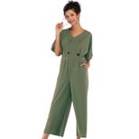 Womens Jumpsuit High Waisted V Neck 3 4 Length Spring Fashion for Casual Wear Wholesale Availabl