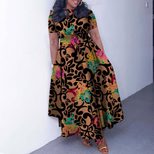 Plus Size African Style Dress Fashionable Short Sleeve A Line Tie Detail Perfect for Summer Even