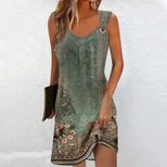 Slim Fit Mid Length Spaghetti Strap Dress Eyelet Button Detail Ethnic Style Spring Summer Wholes