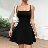 Sleeveless A Line Dress Square Neck Backless Design Summer Style Perfect for Parties and Casual