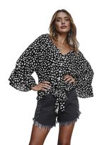 Womens Polka Dot Top Original Design Trendy Style Fashionable Elements Perfect for Casual Wear W
