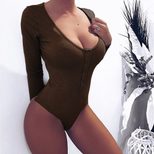Long Sleeve Deep V Neck Jumpsuit Slim Fit Tie Detail Comfortable Fabric Spring Summer Fashion Wh