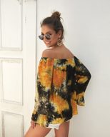 Womens Summer Long Sleeve Off Shoulder Top Original Design Lightweight Fabric Trendy Style Perfe