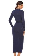Knit Sweater Dress for Women Long Sleeve Slim Fit with Stand Collar Autumn Winter Casual Wear