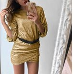 Long Sleeve Irregular Hem Dress Lantern Style Sexy Design Autumn Winter Collection