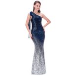 Evening Gown One Shoulder Sequin Detail Elegant Long Dress Summer Party or Gala Wear Wholesale A