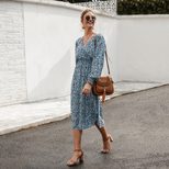 Floral Print A Line Dress for Women Elegant Design Spring Summer Fashion OEM ODM service