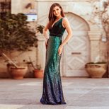 Fashionable Gradient Color Sequin Evening Dress Womens Stylish Design Elegant Silhouette Perfect