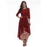 Lace Evening Dress Tailored Fit V Neck Long Sleeve Elegant for Parties