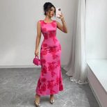 Sleeveless Floral Maxi Dress for Women Elegant Straight Fit Vacation or Casual Wear
