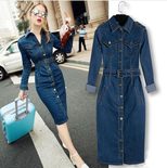 Womens Long Sleeve Denim Dress Button Closure Plus Size Casual Style Wholesale Availability