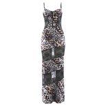 Fashionable Womens Spring Dress Leopard Print Lace Panel Sheer Design Perfect for Parties and Ni