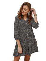 Floral Print Short Dress Womens Casual Style Three Quarter Sleeves Spring Summer Collection Whol