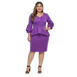 Plus Size Womens Dress Round Neck Flare Sleeve Ruffle Hem Bodycon Elegant Evening Wear