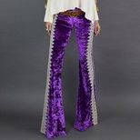 High Waist Loose Fit Velvet Wide Leg Pants with Crochet Lace Trim for Casual Wear in Autumn Winter Wholesale