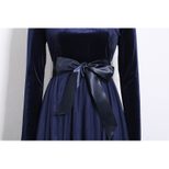 Mesh Maxi Dress for Women Long Sleeve Round Neck Flowy Design Autumn Winter Collection