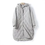 Hooded Longline Quilted Cotton Coat for Women Loose Fit Warm Winter Jacket Casual Everyday Wear