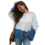 Color Block Long Sleeve Knit Sweater Loose Fit Original Design Cozy Fabric Autumn Winter Fashion Wholesale Avail