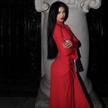 Elegant Womens Long Sleeve Maxi Dress Slim Fit Solid Color High Quality Fabric Winter Fashion fo