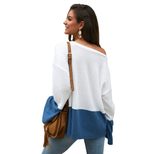 Color Block Long Sleeve Knit Sweater Loose Fit Original Design Cozy Fabric Autumn Winter Fashion Wholesale Avail
