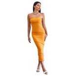 Chic Strapless Bodycon Dress Solid Color Summer Beachwear Elegant Style Wholesale Available low
