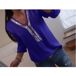 Casual Womens Long Sleeve T Shirt V Neck Sequin Detail Plus Size Available Wholesale Ready to Ship
