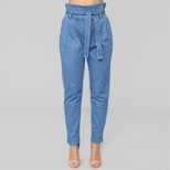 High Waist Tied Denim Jeans for Women Casual Fit Autumn Winter Collection Available in Multiple Sizes Wholesale