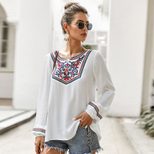 Womens Long Sleeve Ethnic Style T Shirt Comfortable Fabric Spring Collection