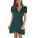 V Neck Irregular Sequin Evening Dress for Women Short Sleeve Party Wear Available in Multiple Sizes Wholesale