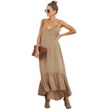 High Waist Maxi Dress for Women Sleeveless Loose Fit Solid Color Summer Vacation Wear