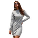 Womens Knit Dress Round Neck Long Sleeve Slim Fit Autumn Winter Fashion Wholesale Available