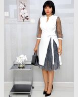 Plus Size African Polka Dot Mesh Patchwork Dress Elegant Design Perfect for Summer Events Wholes