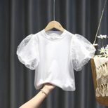 Girls Short Sleeve T Shirt with Puff Sleeves Cotton Summer Top Casual Wear Available in Multiple Sizes Wholesale