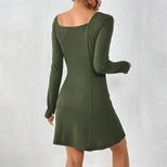 Elegant Womens Dress Minimalist Style Square Neckline Short Length Autumn Winter Fashion Wholesa