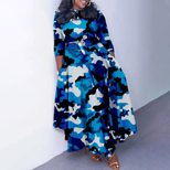 Plus Size African Print Midi Dress Stylish Tie Design Fashionable Comfortable Fabric Spring Summ