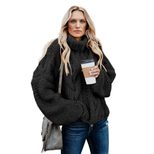 Plus Size Turtleneck Sweater for Women Loose Fit Long Sleeve Solid Color Cozy Knit Autumn Winter Casual Wear