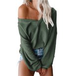 Loose Fit Long Sleeve Womens T Shirt Solid Color V Neck Casual Style Autumn Winter Wear Wholesal
