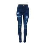 Womens Distressed Denim Pencil Pants High Waist Slim Fit Casual Everyday Wear customizable