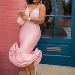 Elegant Womens Deep V Neck Bodycon Evening Dress Spaghetti Straps Mermaid Hem Party Wear Wholesa
