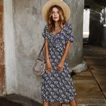 Floral Print Short Sleeve Dress for Women Casual Fit Lightweight Fabric Summer Wear