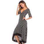 Polka Dot Deep V Midi Dress Slim Fit Elegant Style Perfect for Spring Wholesale Available factor