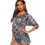 Irregular Batwing Sleeve Cross Shoulder T Shirt Short Sleeve Casual Style Lightweight Fabric Who