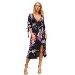 Floral Print V Neck Midi Dress Short Sleeve Spring Summer Style Perfect for Casual Outings Whole