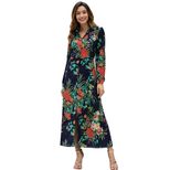 Bohemian Floral Midi Dress Long Sleeve Spring Style Comfortable Fabric Perfect for Casual Outing