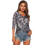 Irregular Batwing Sleeve Cross Shoulder T Shirt Short Sleeve Casual Style Lightweight Fabric Who